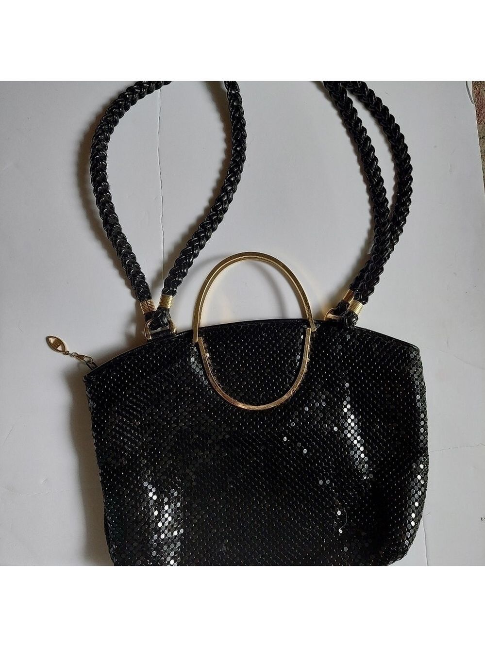 Vintage* Jotta Black Metallic Mesh Handbag